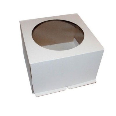 Коробка для торта с окном 300*300*300мм гофрокартон, (белая) 019501