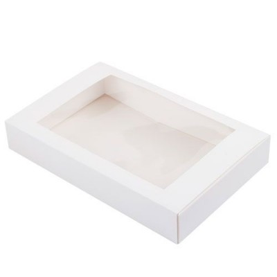 Коробка для эклеров  с окном белая/белая 240*140*50мм