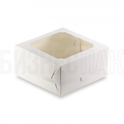 Коробка для бенто-торта с окном 160*160*80 мм белая