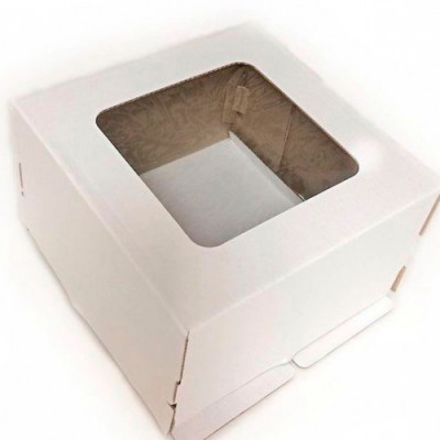 Коробка для торта с окном 260*260*280 мм (белая) 019120