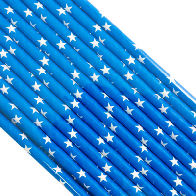 Палочки бумажные Лента Синяя Белые Звезды (25шт) 204201