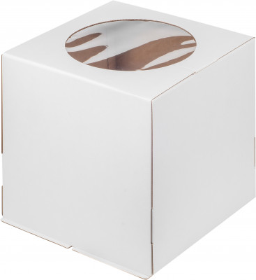 Коробка для торта с окном 300*300*350мм белая гофрокартон 019502