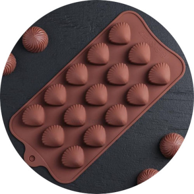 Форма для шоколада силиконовая Ракушки 20*10см 15 ячеек 630045